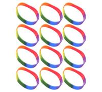 Hohopeti 12 pièces Lot de Bracelets Silicone Rainbow Pride Arc-ciel Confortables et Durables pour Hommes et Femmes Accessoires Fierté Lgbt Pansexuel