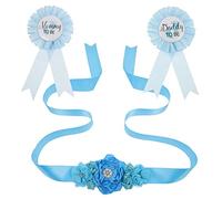 Hohopeti 1ensemble Ceinture Et Badges Maternité Pour Shower Sash Et Corsage Floraux Pour Futurs Parents Souvenir Spécial De Fête Prénatale