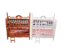 Hohopeti 2 Ensembles De Lits Superposés Supérieurs Et Inférieurs pour Maison De Poupée Mini-Maison Meubles Miniatures Ornement Meubles De Chambre À Coucher Modèle De Lit Superposé