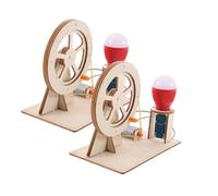 Hohopeti 2 Ensembles Générateur à Manivelle Portable Bois Kit Électrique DIY Éducatif pour Garçon Fille Manuel de Développement avec Ampoules Lumineuses Chargeur Manuel