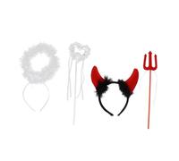 Hohopeti 2 Ensembles Set de Bandeaux Plumes Dange et Diable Cosplay Adultes Accessoires Confortables