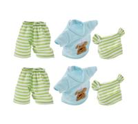 Hohopeti 2 Ensembles Ten Doll Dress-up Clothes with Hat and Pants Striped Winter Outfits for Pretend Play and Imaginative Storytelling Fashionable Wardrobe for Roleplay