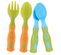 Hohopeti 2 ensembles Ustensiles Dentraînement pour Tout Petits Cuillère et Fourchette Sécurisés avec Boîte de Rangement Colorées pour Apprendre à Manger Autonomie