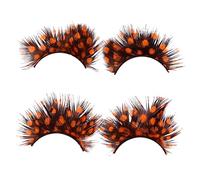 Hohopeti 2 Faux Cils de Costume Exagérés Réutilisables pour Halloween et Fêtes Plumes Colorées pour Maquillage Spectaculaire
