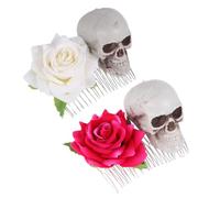 Hohopeti 2 Pièces Accessoires Cheveux Halloween Peignes Squelette Décoratifs pour Fête et Cosplay Épingles Cheveux Effrayantes pour Photobooth et Costume Lot Rose et Légers et Portables