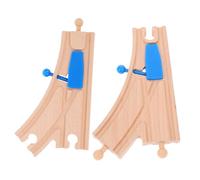 Hohopeti 2 pièces Accessoires Rails Bois pour Train Aiguillage Courbe Compatible Grandes Marques Construction Sûre et Jeu Créatif pour Garçon Fille