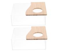 Hohopeti 2 pièces Bain Transparent Acrylique pour Chinchilla et Petits Animaux Boîte de Bain Résistante à Usure avec Demi-Couvercle Observation Facile