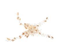 Hohopeti 2 Pièces Bandeau de Mariée Perles et Cristaux Faits Main Doré Accessoire Cheveux Floral Élégant pour Femmes et Coiffe Mariage Polyvalente