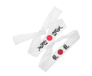 Hohopeti 2 Pièces Bandeau Japonais Dragon Blanc pour Karaté et Cuisine Absorbant et Confortable Accessoire Sportif Polyvalent pour Samurai Chef et Ninja