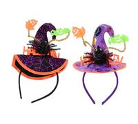 Hohopeti 2 Pièces Bandeaux Halloween Spider Witch Hat Accessoires Cheveux Décor Araignée pour Fête Headband Crochet Costume Garçon Fille et Adulte