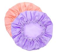 Hohopeti 2 pièces Bonnet de Imperméable Double Bonnet Cheveux Nuit Élastique pour Femme Charlotte Cheveux Longueurs Variées Portable et Confortable Lot et Rose Arc-ciel