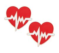 Hohopeti 2 pièces Broche Médicale Électrocardiogramme Cœur Rouge Pin pour Infirmières et Médecins Accessoire Léger pour Tenue Professionnelle