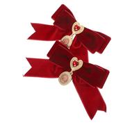 Hohopeti 2 Pièces Broche Nœud Velours Luxe avec Cœur Accessoire de Costume Vintage Style Palais Français Lot de Rouge Profond pour Mariage Fête Soirée