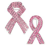 Hohopeti 2 pièces Broche Ruban de Cristaux pour Femmes Symbole de Sensibilisation Au Cancer Du Sein Épingle Légère et Résistante Accessoire Délicat pour Événements Caritatifs