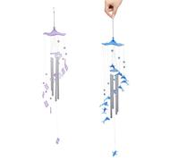 Hohopeti 2 pièces Carillons Éoliens Aluminium Forme Fleur Bleu et Décor Intérieur Extérieur Suspension Maison Jardin