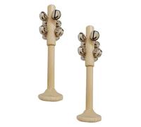 Hohopeti 2 pièces Cloche Musicale Bois pour Garçon Fille Éveil Cognitif Instrument Apprentissage Préscolaire avec Sons Clairs Cadeau pour Fêtes et Décorations