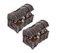 Hohopeti 2 Pièces Décoration Aquarium Petit Coffre Au Trésor Résine Sculpté Artistique pour Eau Douce et Salée Stimule Activité des Poissons et Élégant pour Paysage sous-Marin