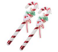 Hohopeti 2 Pièces Décorations Suspendues Cannes à Sucre Ornement Sapin Noël Plastique Torsadé avec Nœud Père Noël Décoration Festive pour Fête de Lot