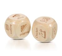 Hohopeti 2 pièces Dés Alimentaires Bois Motifs de Nourriture Jeu de Décision Repas Portable Résistant pour Choix Rapide Fast Food