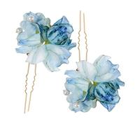 Hohopeti 2 pièces Épingles Cheveux Mariage Fleurs Bleues Lot de Accessoires Chignons Élégants pour Demoiselles Honneur Maintien Sécurisé Toute la Journée