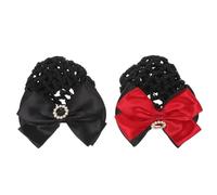 Hohopeti 2 Pièces Filet à Cheveux Nœud en Satin avec Strass Lot de Barrettes pour Chignon Accessoires Vintage pour Femmes Coiffure Rapide et Élégante pour Hôtesses Personnel de Bureau et