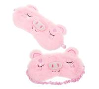 Hohopeti 2 pièces Masque de Nuit Garçon Fille Peluche Douce et Adorable Cache-yeux Animaux Motif Cochon Rose Masque de Sommeil Confortable et Élastique Bloque la Lumière pour Dormir Voyage