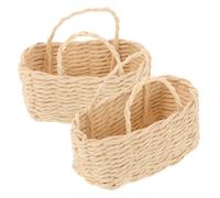 Hohopeti 2 Pièces Mini Panier Miniature Tissé avec Anses Décor Maison de Poupée Style Campagne Corbeille de Rangement pour Micro Paysage