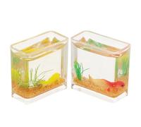Hohopeti 2 Pièces Miniature Fish Tank Resin Square Goldfish Bowl for Dollhouse Decor Compact Realistic Desktop Ornament