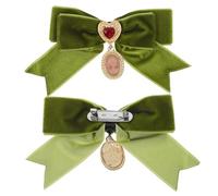 Hohopeti 2 Pièces noeud de costume nœud de mariage Ornement d'arc de Noël épinglette de Noël Épinglette de mariage Velours Olive Green