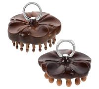 Hohopeti 2 pièces Peigne Bois de Santal pour Massage Du Chevelu Lot Anneau Métallique Peigne à Dents Larges et Fines pour Démêlage et Stimulation Brosse Manuelle Portable pour Soins