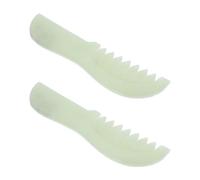 Hohopeti 2 Pièces Peigne de Massage du Cuir Chevelu en Jade, Planche à Gratter en Jade, Vert Clair, Design Compact, Massage du Cuir Chevelu Visage, pour Voyage et Usage à Domicile