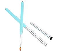 Hohopeti 2 pièces Pinceaux Nail Art avec Poignée Bleu Transparent Brosse Manucure pour Nettoyage Ongles Poils Doux Résistants Au Dissolvant Outil Portable pour Retouche Vernis et Détails