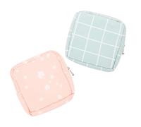 Hohopeti 2 Pièces Pochette et Coton Compacte et Portable Compacte Portable | Cartes et Serviettes Menstruelles, Usage Bureau ou Extérieur, Coloris Rose et Bleu
