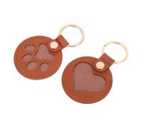 Hohopeti 2 Pièces Porte-clés Cuir PU pour Poils Animaux Souvenir Chien Chat Pendentif Patte Commémoratif Contenant pour Poils Accessoire Décoratif et Cadeau Sentimental