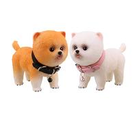 Hohopeti 2 Pièces Puppy Toy Vinyl Dog Statue Realistic Pomeranian Simulation Lifelike Figurines for and Home Decor