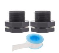 Hohopeti 2 pièces Raccord Passe-cloison PVC pour Récupérateur Eau Pluie Cuve Jardin avec Bande Étanchéité Anti-Fuite pour Usage Domestique et Industriel