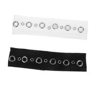 Hohopeti 2 Pièces Rock Headbands With Hollow Out Eyelets Elastic Stretchy Punk Hair Accessories For Women Vintage-inspired Breathable Fabric Bands For Music Festivals And Casual Looks