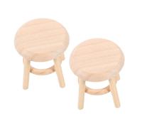 Hohopeti 2 Pièces Scale Dollhouse Chair DIY Mini Round High Stool for Kitchen Living Micro Scenes and Craft Projects
