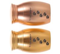 Hohopeti 2 pièces Urne Commémorative Métal pour Cendres de Chien Boîte Souvenir Paw Print pour Animaux Urne Petite pour Poils et Dents Set Or et Rose Accessoire Mémoire Chien Chat