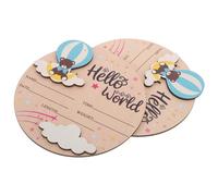 Hohopeti 2 Pièces Wooden Milestone Sign Set With Clouds Stars Hot Air Balloon Birth Announcement Prop For Newborn Photography Round Name Board For Shower Keepsake