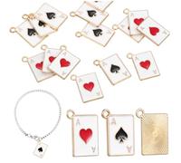 Hohopeti 20pièces Charms Poker Forme Carte Breloques Bijoux Création Décoratifs Pour Bracelets Porte-clefs Colliers