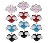 Hohopeti 24 pièces Charms Cœur Plumes Pendentifs DIY Accessoires Créatifs pour Fabrication Bijoux Collier Bracelet Boucles Oreilles