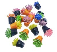 Hohopeti 24 Pièces Miniature Potted Plants for Dollhouse Artificial Resin Succulents in Terracotta Pots Low Maintenance Fake Greenery Decoration for Mini Garden Office Dashboard