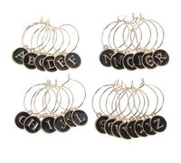 Hohopeti 26 Breloques à Vin en Alliage de Zinc Bagues Dorées 20 Mm, Marqueurs de Boisson de Lettres A à Z, Décorations Réutilisables pour Verres à Vin, Accessoires Festifs pour Fêtes