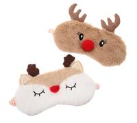 Hohopeti 2pièces Masque de Sommeil Peluche pour Yeux Doux et Confortable avec Motif de Renne de Noël pour Voyager ou Dormir Chez Soi
