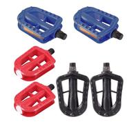 Hohopeti 3 Paires de Pédales de Vélo Anti-dérapantes pour Garçon et Filles, Cale-Pieds Larges en Plastique Solide, Couleurs Assorties Bleu Noir Rouge, Adaptées VTT et Vélo de Route,