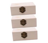 Hohopeti 3 pièces Boîte de Rangement Bois Massif avec Couvercle Charnière et Fermoir Coffret Polyvalent pour Bijoux Petits Objets Protection la Poussière Déco et DIY