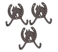 Hohopeti 3 Pièces Crochets Muraux Fonte Forme de à Cheval Crochets Doubles pour Suspension Vêtements Chapeaux et Outils Organisateur Pratique pour Maison et Jardin