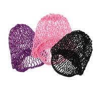 Hohopeti 3 Pièces Filets à Cheveux Crochetés Main de Filets Élastiques Couvre Chignons Respirants pour Maintien Coiffure et Sommeil Noir Rose