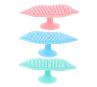 Hohopeti 3 pièces Lot de Brosses de Nettoyage Visage Silicone avec Ventouse et Étanches Gommage Manuel pour Éliminer Points Noirs Résidus Maquillage pour Peau Sensible Vert Bleu Rose